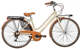 Cicli Puzone Biciclette da città Bici Misura 28 Donna Retro Trekking Vintage 6V Art. RETRO6VD (Panna Marrone)