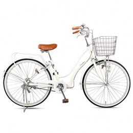 CLOUDH Bici Bici per Pendolari Urban da Donna, Bicicletta per Il Tempo Libero City da 26"con Cestello Telaio retrò in Acciaio al Carbonio Stile Olandese Bici Comfort per Esterno Urbano