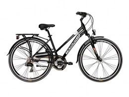 Cicli Adriatica Bici Bicicletta Cicli Adriatica Sity 2 da donna, telaio in alluminio, forcella anteriore ammortizzata, ruota da 28", taglia 45, cambio Shimano a 21 velocità (Nero, 45)