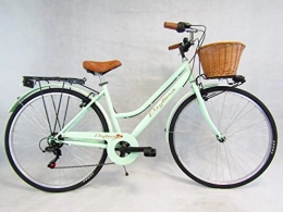 Daytona Bici Bicicletta da donna bici city bike da passeggio 28'' con cambio vintage retro' verde cesto vimini