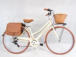 Daytona Bici Bicicletta da donna bici da città city bike da passeggio 28'' con cambio vintage retro' beige cesto vimini borse laterali