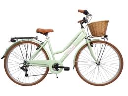 Daytona Bici Bicicletta da donna bici da città city bike da passeggio 28'' con cambio vintage retro' verde cesto vimini
