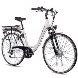 CHRISSON Bici Chrisson, bicicletta elettrica da 28 pollici da trekking e City Bike, da donna, con cambio a 7 marce, con motore Bafang anteriore da 250 W, 36 V