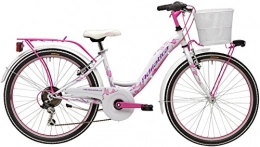 Cicli Adriatica Bici Cicli Adriatica Bicicletta CTB da Ragazza, Telaio in Acciaio, Ruota da 24", Cambio Shimano a 6 velocità, Taglia 34, con Cesto, Due Colori Disponibili (Bianco, H 35)