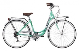 Cicli Cinzia Biciclette da città Cicli Cinzia Bicicletta 28" Citybike Liberty Donna 6 / V Revo Shift V-Brake Alluminio, Fanali a Pila Verde Menta / Bianco