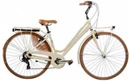 Cicli Puzone Biciclette da città CICLI PUZONE Bici Alluminio Misura 28 Donna City Bike Trekking Vintage 6V Art. VINTAGE6VD (Panna)