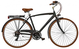 Cicli Puzone Biciclette da città CICLI PUZONE Bici Alluminio Misura 28 Uomo City Bike Trekking Vintage 21V Art. VINTAGE21VU (Nero Opaco, 57 CM)