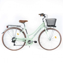 WINDORS Bici CITY BIKE DONNA ALLUMINIO 28" CON 18VELOCITÀ LINEA SILVER COLORE VERDE ACQUA