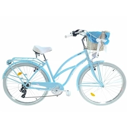 Davi Biciclette da città Davi Bianca Cruiser Premium Bike in alluminio 160-185 cm altezza, Bicicletta Bici Citybike Donna Vintage Retro, Luce Bici, 7 marce, City Bike da Donna, Bici da Donna, Bici da Città (Blu)