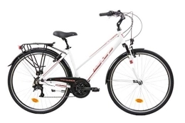 F.lli Schiano Bici F.lli Schiano Voyager, Bici Trekking Donna, Bianco-Rosso, 28