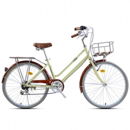 FXMJ Bici FXMJ Bici Ibrida per Uomo e Donna, Bici da Crociera a 7 velocità Comfort da Donna, Ruote da 24 Pollici, cestello Anteriore portante Elevato e Portapacchi Posteriori, C