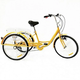 HaroldDol Biciclette da città HaroldDol - Triciclo per Adulti, 24", 6 Marce, 3 Ruote, con Cestino e Lampada