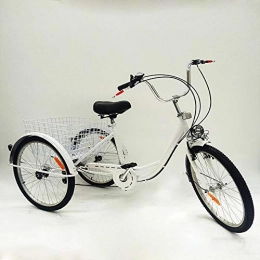 HaroldDol Biciclette da città HaroldDol - Triciclo per adulti, 24", 6 marce, 3 ruote, con cestino e luce