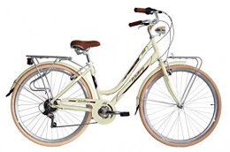 IBK Bici IBK Bicicletta Bici Trekking 28" City Bike Donna Cambio Shimano 7V Vintage, Luci, Portapacchi (Beige)