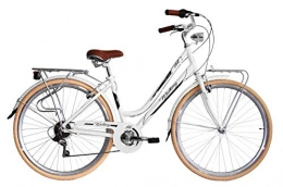 IBK Bici IBK Bicicletta Bici Trekking 28" City Bike Donna Cambio Shimano 7V Vintage, Luci, Portapacchi (Bianco)