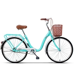 JHKGY Biciclette da città JHKGY Bicicletta Classica, con Carrello, per Anziani, Uomo Unisex, Telaio Bici in Acciaio al Carbonio A velocità Singola, Scooter Art Deco Unico per Bicicletta retrò, Blu, 20 inch