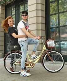 JHKGY Biciclette da città JHKGY Bicicletta da Crociera A velocità Singola, Telaio Bici in Acciaio al Carbonio A velocità Singola, Bicicletta Classica, con Carrello, per Anziani, Uomo Unisex, Beige, 24 inch