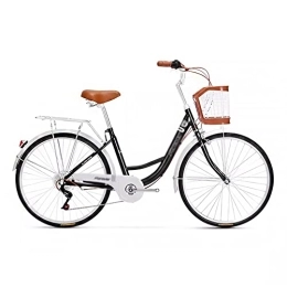 KAFELE Biciclette da città KAFELE Bike Per Adulti Ibridi, Bici A Pedale in Stile Vintage, Trasmissione A 7 Velocità, Rastrelliere Posteriore, Lavoro / Pendolarismo / Shopping, Nero, 24 inches