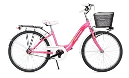 MADICKS Biciclette da città MADICKS Bicicletta Bambina Ragazza da Passeggio Misura 24 pollici Bici con Cestino Rosa Fucsia Jungle Trekking Fucsia