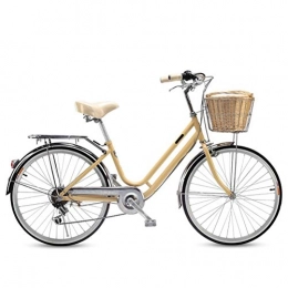 MC.PIG Bici MC.PIG City Commuter Bike-24 Pollici a velocità variabile Lady pendolarismo Confortevole Bicicletta retrò Shopping Scooter Bike, Bicicletta da Viaggio al Mare (Color : Beige)