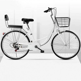 MC.PIG Bici MC.PIG Lady Classic Bike con Cestino - Bicicletta da pendolare per Donna a velocità variabile Bicicletta per Adulti 22 / 24 / 26 Pollici per Studenti Maschi e Femmine (Color : White, Size : 22 Inches)