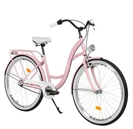 Milord Bikes Biciclette da città MILORD. 2018 Comfort di bicicletta con schienale Traeger, Holland, Signora ruota di bicicletta, 3 velocità, Rosa, 28 pollici