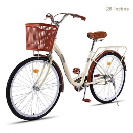 STAD Bici STAD Bici da Crociera A velocità Singola, Bicicletta per Pendolari Comoda Telaio in Acciaio Ad Alto Tenore di Carbonio Ruote da 24 Pollici / 26 Pollici Colori Multipli, Rice Coffee Color, 26 Inches