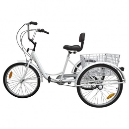 Paneltech Biciclette da città Yonntech 24" Bici da Uomo, Donna, 3 ruote per Adulti Triciclo comfort Lady Girl bici sport outdoor bicicletta City Urban Wheel 6 velocità ingranaggi cestino incluso (Bianco)