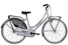 Zanoni Bicicletta 26" Donna Doublezz Olanda Acciaio Bici Holland Line con Portapacchi e luci a LED (Argento)