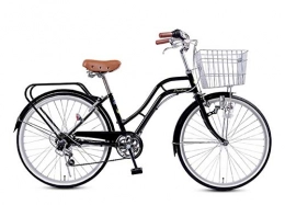 ZJWD Biciclette da città ZJWD Bicicletta per Il Tempo Libero Bicicletta per Adulti, Bici da Città da 24 Pollici A 6 velocità per Pendolari Retro Bici da Donna per Uomo con Cestino per Auto, A