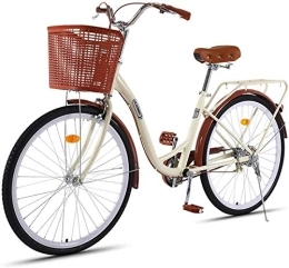 ZJWD Biciclette da città ZJWD Bicicletta retrò da Donna, Bici da Pendolare 26 Pollici da Donna, Bici da Città, 7 velocità, con Cesto da Donna, Bicicletta da Città