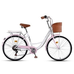 ZMHPLKH Bici ZMHPLKH Bici da strada Bicicletta Uomo Bicicletta da Città Donna Bicicletta Donna, Con campanello e cestino sul davanti, 1e7 velocità opzionali, design leggero, con blocco antifurto 26in red