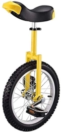 QWEQTYU Bici Monociclo, Bici Regolabile 16" 18" 20" 24" Ruote Trainer 2.125" Bilanciamento del Ciclo di Pneumatici Antiscivolo Uso Per Bambini Principianti Esercizio per Adulti Divertimento Fitness, Giallo, 16 Po