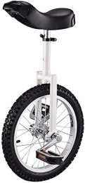 QWEQTYU Monocicli Monociclo, Bici Regolabile 16" 18" 20 "24" Ruote Trainer 2.125" Bilanciamento del Ciclo di Pneumatici Antiscivolo Uso Per Principianti Esercizio per Adulti Divertimento Fitness, Bianco, 16 Pollici