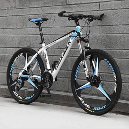 MSM Bici 24 Pollici Acciaio al Carbonio MTB, Portatile All'Aperto Mountain Bike Pendolari Urbani della Città per Adolescenti Adulti Uomini E Donne, Sospensione Completa MTB Bianco / Blu-3 Spoke 21 velocità