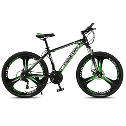 LZHi1 Bici 26 pollici 27 velocità forcella da uomo mountain bike, bicicletta da montagna con freno a doppio disco con sella morbida, bici da strada per pendolari da città in acciaio ad alto ten(Color:Nero verde)