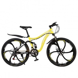 Poooooi Bici 26 Pollici Adulto Mountain Bike Assorbimento degli Urti in Acciaio al Carbonio Ad Alta velocit Auto Studente Studente Bicicletta per Adulti A Cavallo Gita A Scuola per Lavorare, Giallo, 24 Speed