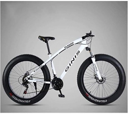 Fitnes Mountain Bike 26 Pollici Bicicletta della Montagna, ad Alta Acciaio al Carbonio Telaio Fat Tire Mountain Trail Bike, Mountain Bike Donne Hardtail Uomo con Doppio Freno a Disco, Bianca, 30 Speed Spoke