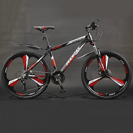 LZHi1 Bici 27 Velocità 26 Pollici Mountain Bike Con Forcella Di Sospensione, Telaio In Lega Di Alluminio Bicicletta Di Montagna Con Doppio Freno A Disco, Bicicletta Pendolare All'aperto Con Il (Color:Nero rosso)