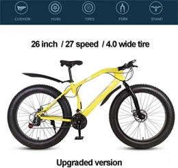 MRXW Mountain Bike Acciaio al Carbonio Hardtail MTB 26 Pollici Fat Tire ATV con Freno a Disco Meccanico Doppio 27 Speed ​​Shift, forchetta Grassi e Facile da Controllare, Giallo