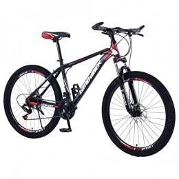 AZXV Mountain Bike Adulti Mountain Bike Piena Sospensione in Acciaio ad Alta Carbonio Bicicletta MTB, Freno a Doppio Disco Meccanico, 21 / 24 / 27 velocità Opzionale, Ruote da 26 Pollici, Black Red-27