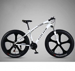 Alqn Mountain Bike ALQN Mountain Bike Bicycle, 26 Times; Mtb Tire Fat da 4, 0 pollici, Mountain bike da uomo per donna, forcella anteriore ammortizzante e freno a doppio disco, bianca, 21 velocit