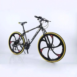 Alapaste Mountain Bike Alta Qualità Impresa Durevole Alto-acciaio Al Carbonio Telaio Bici, Design Ergonomico Confortevole Sella Bici, 34.1 Pollici 21 Velocità Sospensioni Anteriori Mountain Bici-Nero e oro 34.1 pollici.21 vel