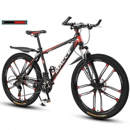 Hadishi Mountain Bike Ammortizzatore Leggero da 26 Pollici per Bici da Città con Doppio Freno A Disco, Bici da Montagna per Fuoristrada per Uomo E Donna- Alluminio 10 Coltelli A Una Ruota-Mountain Bike, Rosso, 21 Speed