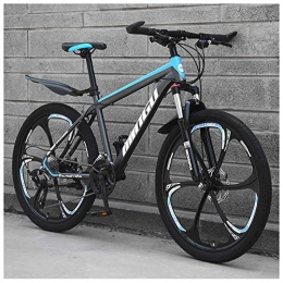 AZYQ Mountain Bike AZYQ Mountain bike da 24 pollici, bici da uomo in acciaio al carbonio, trasmissione da 30 velocit mountain bike per tutti i terreni con doppio freno a disco, 21Vitesses, ciano 3 raggi, 27vitesses, Cia