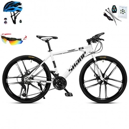 AI-QX Mountain Bike Bici da Montagna Unisex Adulto a 30 velocità, Bianca