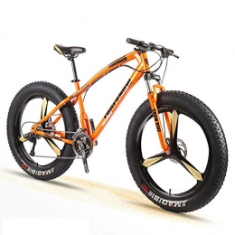 Domrx Bici Bici per Adulti Uomini e Donne Mountain Cross Country Wide Tire Speed ​​Student Freni a Disco Ammortizzatore Bicicletta-Orange_7 velocità