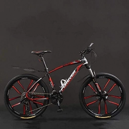 HJRBM Bici Bicicletta， 26 pollici 21 / 24 / 27 / 30 velocità mountain bike bicicletta da montagna hard tail ， bicicletta leggera con sedile regolabile ， doppio freno a disco 6-6 nero rosso 30 velocità fengong (Colore