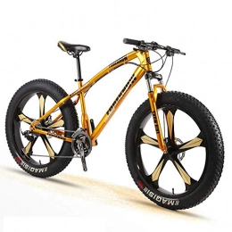 Domrx Mountain Bike Bicicletta Bicicletta Adulto Uomini e Donne Mountain Cross Country Pneumatico Largo velocità Studenti Freni a Disco Shock 26 Pollici Five Knife Wheel-Gold_7 Speed