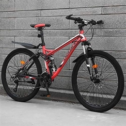 TOPYL Mountain Bike Bicicletta da Montagna Bici, Freno A Doppio Disco Sospensione Completa MTB, Acciaio Ad Alto Tenore di Carbonio Uomini Donne Fuori-Strada Bicicletta da Montagna Rosso 26", 24-velocità